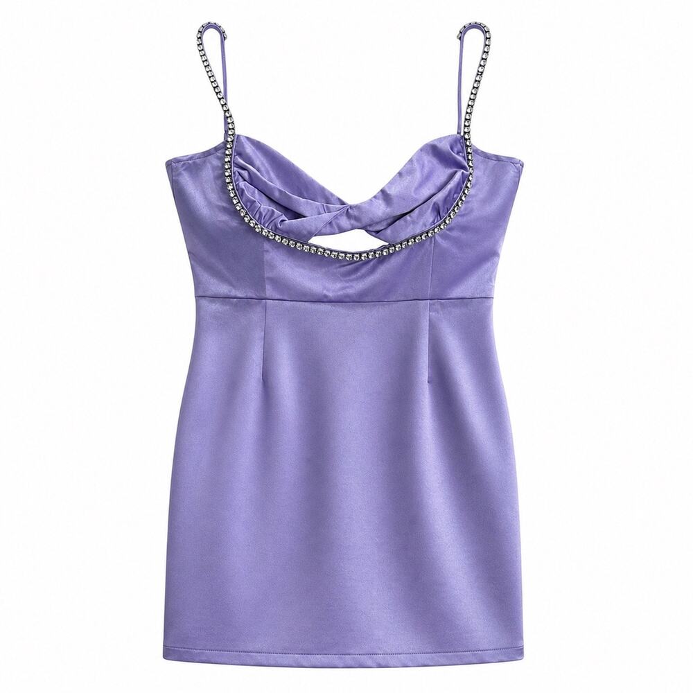 Revolve Runaway Serafina Mini Dress 12 Pastel Lilac Purple Sweetheart Rhinestone